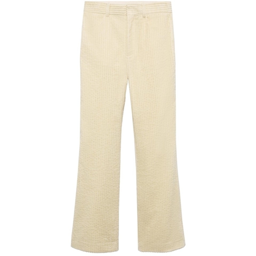 NWT Zara Vertical Lined Wide Leg Corduroy Pants in Cream - M